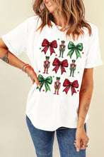 Load image into Gallery viewer, White Bowknot Nutcracker Printed Crewneck Christmas T Shirt
