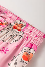 Load image into Gallery viewer, Pink Santa Claus Snowflake Long Sleeve Shirt Christmas Pajama Set
