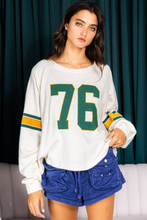 Load image into Gallery viewer, White Number 76 Printed Retro Sporty Long Sleeve Top
