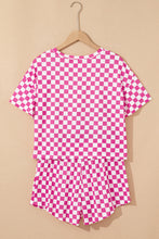 Load image into Gallery viewer, Pink Checkerboard T Shirt and High Waist Skorts 2 Piece Outfit
