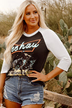 Load image into Gallery viewer, Brown Western Yeehaw Graphic Vintage Raglan Long Sleeve Top
