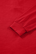 Load image into Gallery viewer, Racing Red Solid Color Button V Neck Long Sleeve Top
