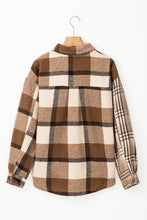 Load image into Gallery viewer, Light French Beige Flannel Plaid Double Flap Pocket Shacket
