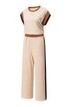 Load image into Gallery viewer, White Color Block Detail Casual Two-piece Set
