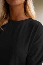 Load image into Gallery viewer, Black Solid Color Puff Sleeve Ruffle Hem Mini Dress
