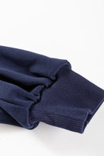 Load image into Gallery viewer, Navy Blue Contrast Piping Zipped Pullover Cropped Pants Set
