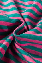 Load image into Gallery viewer, Sachet Pink Striped Print Drop Shoulder Lace Trim Bracelet Sleeve Loose Top
