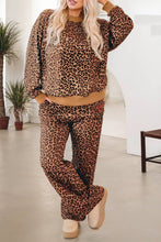 Load image into Gallery viewer, Khaki Leopard Pullover and Pants 2pcs Outfit with Bow Embroidery
