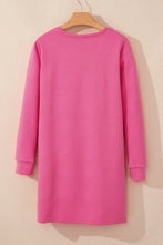 Load image into Gallery viewer, Rose Red Solid Color Textured Long Sleeve Shift Dress
