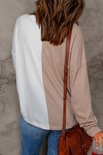 Load image into Gallery viewer, Khaki Colorblock Long Sleeve Crew Neck Top
