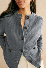 Load image into Gallery viewer, Medium Grey Chunky Buttoned Front Round Neck Cardigan Sweater
