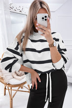 Load image into Gallery viewer, Black Stripe Drop Shoulder Pullover and Jogger Pants Set
