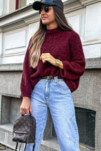 Load image into Gallery viewer, Burgundy Popcorn Mock Neck Solid Sweater
