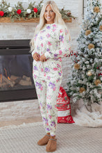 Load image into Gallery viewer, Apricot Floral Print Pullover Drawstring Lounge Pants Set
