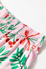 Load image into Gallery viewer, Pink Christmas Berries Plant Print Satin Long Sleeve Pajama Set
