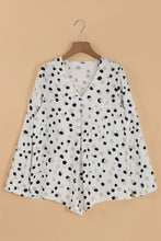 Load image into Gallery viewer, White Polka Dot Print Button Front V Neck Blouse
