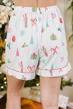 Load image into Gallery viewer, White Christmas Print Short Sleeve Shirt and Shorts Pajama Set
