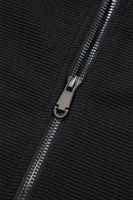 Load image into Gallery viewer, Black Textured Ruffled Sleeve Zipped Top and Wide Leg Pants Set
