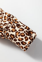 Load image into Gallery viewer, Brown Leopard Print Contrast Frilled Trim Button Down V Neck Shirt
