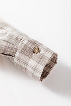 Load image into Gallery viewer, Khaki Checkered Print Loose Fit Buttoned Hooded Shacket
