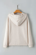 Load image into Gallery viewer, Apricot Solid Textured Drawstring Henley Hoodie
