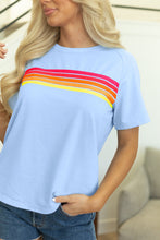 Load image into Gallery viewer, Beau Blue Striped Patch Front Casual Tee
