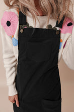 Load image into Gallery viewer, Black Solid Front Pockets Sleeveless Corduroy Overall Dress

