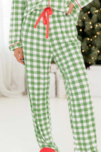 Load image into Gallery viewer, Light Green Christmas Plaid Print Shirt and Pants Pajama Set
