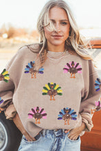 Load image into Gallery viewer, Apricot Turkey Graphic Corded Baggy Sweatshirt
