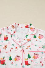 Load image into Gallery viewer, Pink Christmas Spirit Cute Holiday Print Short Sleeve Shirt and Pants 2pcs Pajama Set
