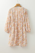 Load image into Gallery viewer, Yellow Boho Floral V Neck Ruffled Empire Waist Long Sleeve Mini Dress
