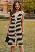 Load image into Gallery viewer, Parchment Buttoned Front Pencil Midi Sleeveless Sweater Dress
