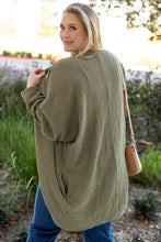 Load image into Gallery viewer, Seagrass Waffle Knit Drop Shoulder Open Front Pocketed Plus Size Cardigan
