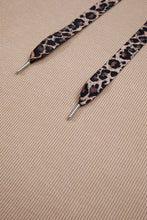 Load image into Gallery viewer, Dark Khaki Thermal Textured Leopard Drawstring Baggy Hoodie
