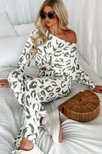 Load image into Gallery viewer, Beige Leopard Animal Print Long Sleeve and Pants Loungewear Set
