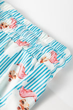 Load image into Gallery viewer, Sky Blue Santa Claus Striped Print Loose Fit Two Piece Lounge Set
