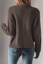 Load image into Gallery viewer, Dark Khaki Open Knit Drop Shoulder Sweater Cardigan
