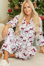 Load image into Gallery viewer, White Christmas Printed Shirt and Pants Pajama Set
