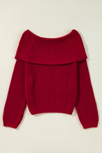 Load image into Gallery viewer, Racing Red Off-the-shoulder Knit Sweater
