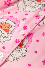 Load image into Gallery viewer, Pink Santa Claus Snowflake Long Sleeve Shirt Christmas Pajama Set
