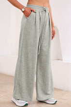 Load image into Gallery viewer, Gray Tied Elastic High Waist Pleated Detail Solid Sweatpants
