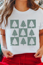 Load image into Gallery viewer, White Christmas Tree Checkered Distressed Graphic Oversize Tee
