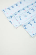 Load image into Gallery viewer, Sky Blue Stripe Bow Star Print Tied Detail 2pcs Lounge Set
