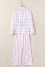 Load image into Gallery viewer, Pink Bow Print Long Sleeve Shirt and Pants Soft Pajama Set
