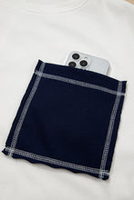 Load image into Gallery viewer, White Exposed Seam Detail Color Block Patch Pocket Drop Shoulder Sweatshirt
