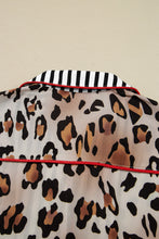 Load image into Gallery viewer, Dearlove Khaki Leopard Print Colorblock Striped Edge Shirt and Pants Pajama Set
