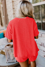 Load image into Gallery viewer, Ribbed Textured Knit Loose Fit Tee and Shorts Set
