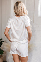 Load image into Gallery viewer, Beige Checkered V Neck Tee Drawstring Shorts Lounge Set
