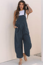 Load image into Gallery viewer, Sail Blue Plaid Print Buttoned Pocketed High Waist Overall

