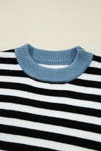 Load image into Gallery viewer, Color black Striped Panels Colorblock Sleeve Chic Sweater
